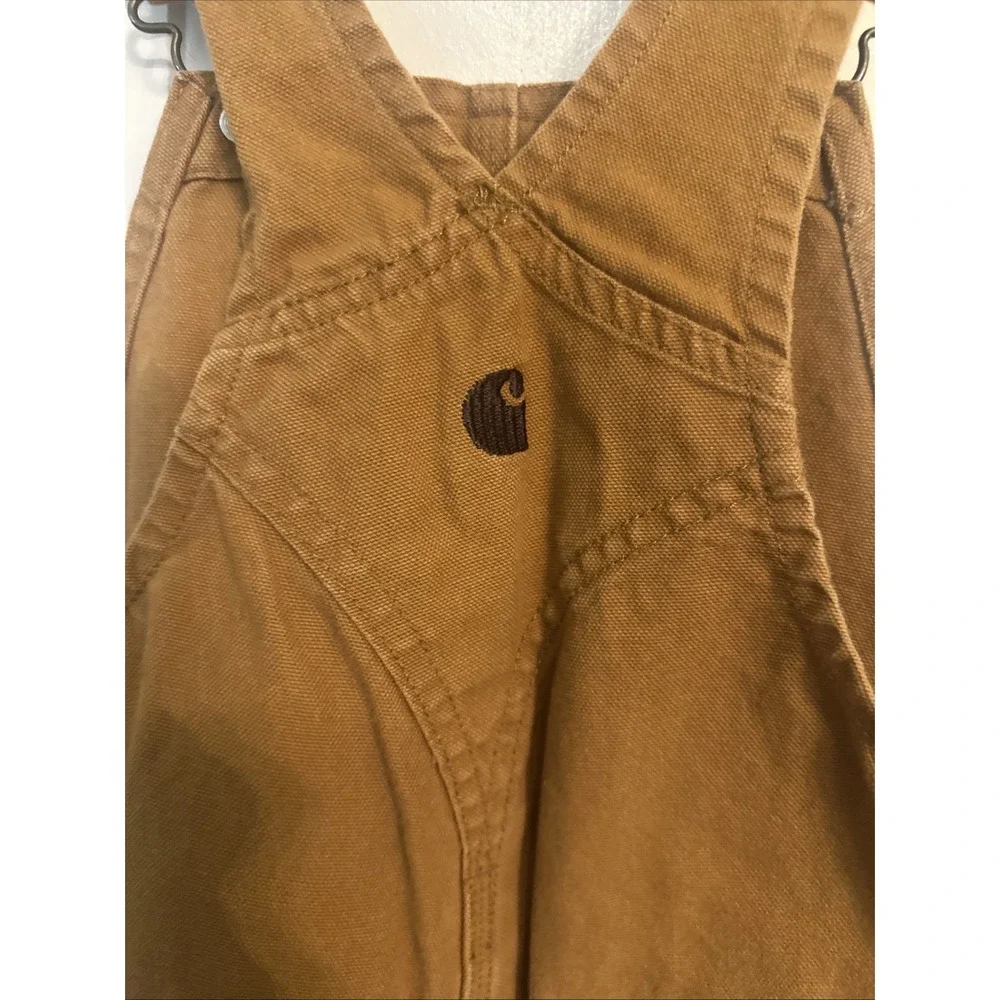 Carhartt Toddler Brown Canvas Duck Bib Overalls Double Knee Size 4T